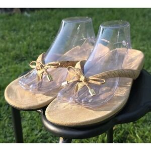 Vionic Shoes Womens Size 9 Gold Faux Leather Bella II Thong Sandals